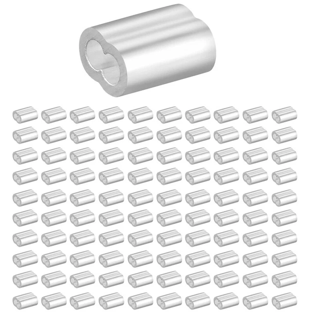 Manica ad anello crimpatura alluminio 1/8 pollici 100 pz per corda metallica, chiusura cavo I4I3