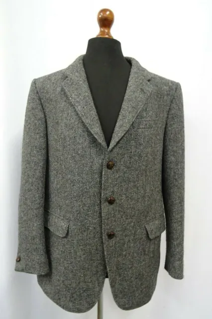 Uomo Vintage Harris Tweed Blazer Giacca 42R Asciutto Cleaned