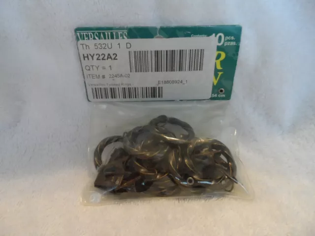 2.54cm. Decorative twisted Rings in antique brass w/ Clips (Set of 10)
