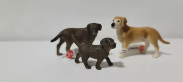 Schleich Labrador lot 3 Dogs Chocolate Labrador Puppy 16386 1638713835 Animal