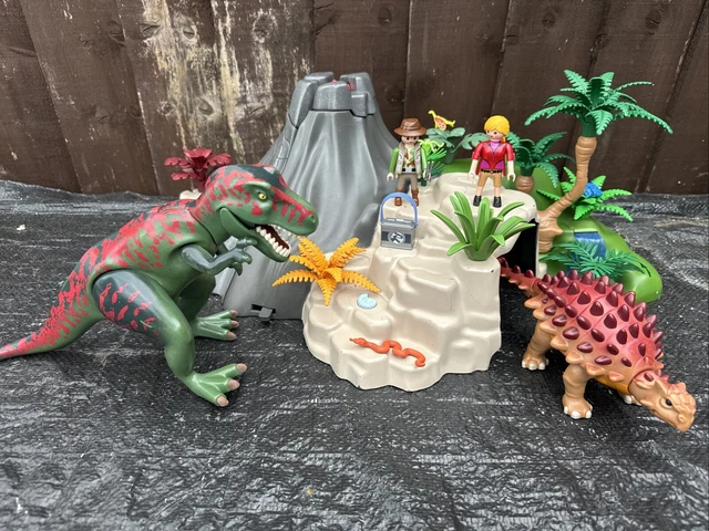 PLAYMOBIL 70327 DINOS Volcano Eruption T-Rex Dinosaur 95% Complete ...