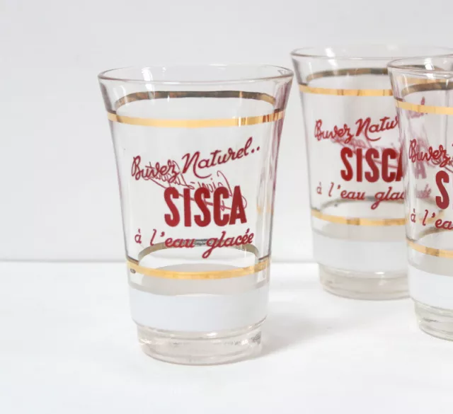 6 Verres bistrot publicitaires Sisca Lejay-Lagoutte vintage