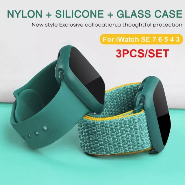 Lot de 3 étuis en verre avec bracelet en nylon et silicone pour Apple...