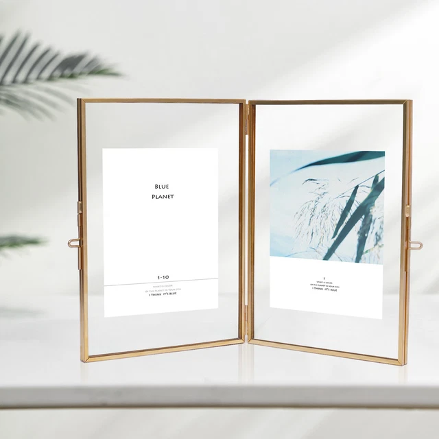 Home Glass Decorative Photo Frame Metallic +Glass 12.7*17.8*1.5cm