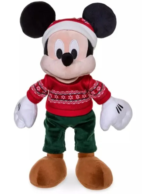 Disney Store Mickey Mouse Festive Christmas Medium Soft Plush Toy 2022~