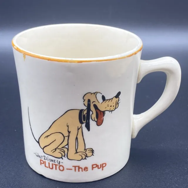 Very Rare 1930s Pluto Pup Mickey Mouse Walt Disney Mug Great Condition Patriot