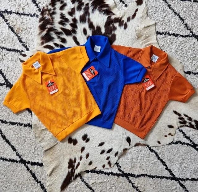 3 Polo Shirts Lot Vtg 1960S Deadstock Cuckoo Arglye Collar Tee Approx 5-6 Years