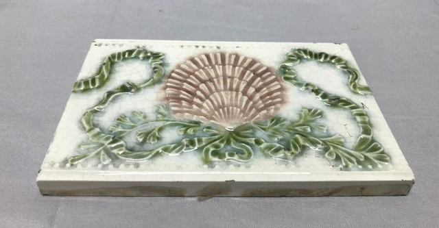 1 Antique ONE Decorative Shell Ceramic Bathroom Tile 4x6 Vintage Old 132-23B 6