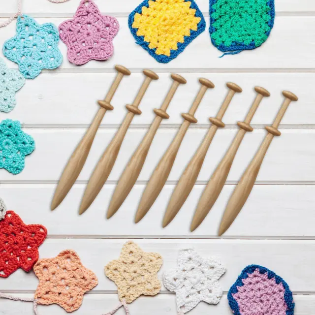7Pcs Lace Bobbins Set Craft Wood Weaving Tools for Sweaters Gloves Scarves