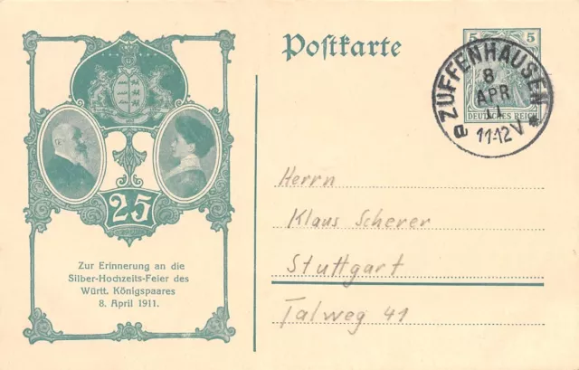 721983) DR Germania Privatganzsache zur Silberhochzeit Kgr. Württemberg 1911