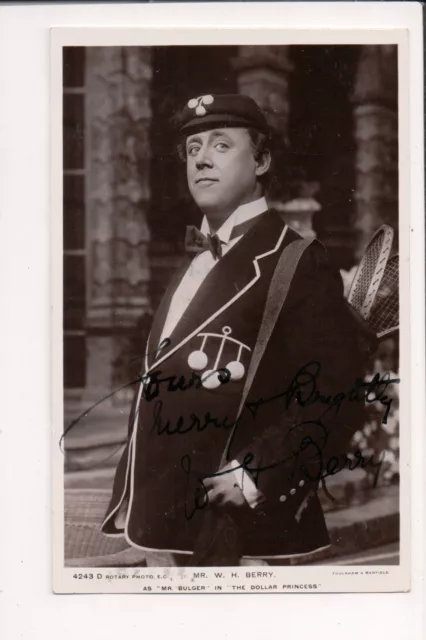 Vintage RPPC Autographed by William Henry Berry English comic actor.