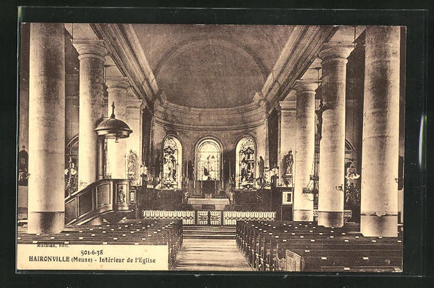 CPA Haironville, Intèrieur de l´Eglise 1946