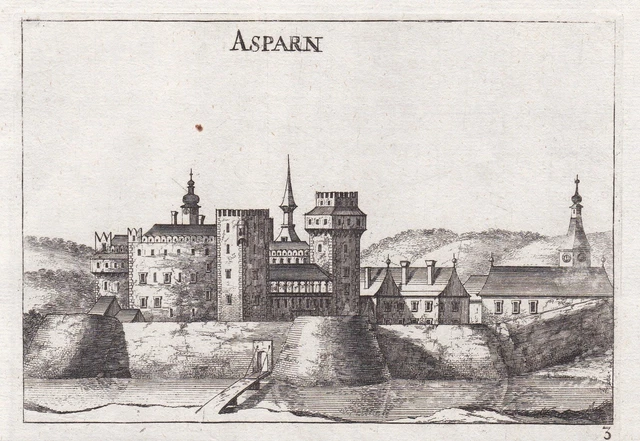 1672 Castello Asparn An Der Zaya Incisione Stampa Antica Vischer
