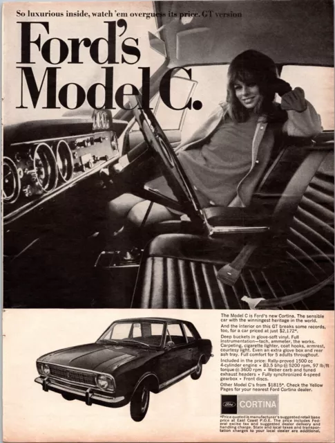 1967 Ford Model C Cortina Luxurious Inside GT Version Print Ad