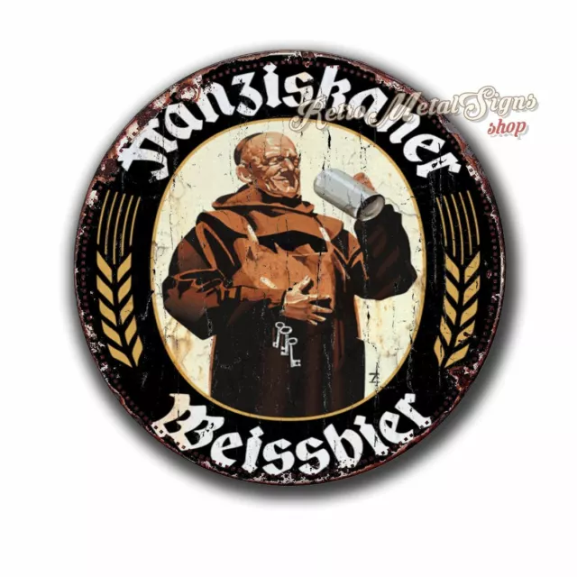 Franziskaner Lager Beer vintage retro pub bar  12" round circular metal tin sign