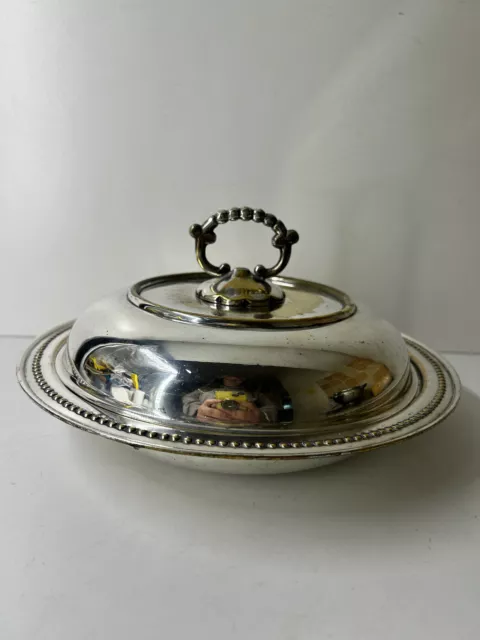 Vintage Silver Plate Edwardian Era Round Lidded Serving Platter