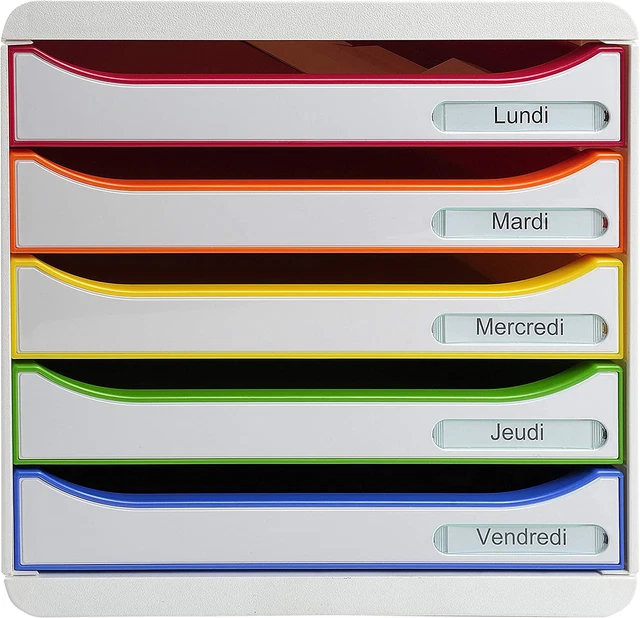 Exacompta - Réf. 309913D - BIG BOX PLUS - tiroirs ouverts, Arlequin Blanc