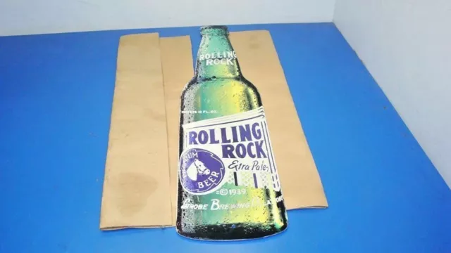 Nos 21" Rolling Rock Extra Pale Beer Bottle Latrobe Brewing Aluminum Sign