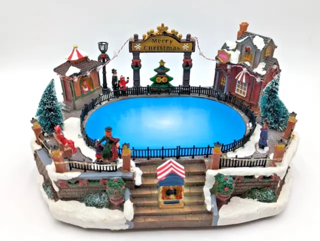1996 MR CHRISTMAS Holiday in Motion Village Animated Ice Skate Rink Park 50  Song $95.00 - PicClick