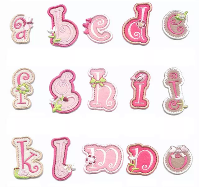 Letters Alphabet Girls Pink Iron on Sew On Patch Applique Motif DIY Personalise