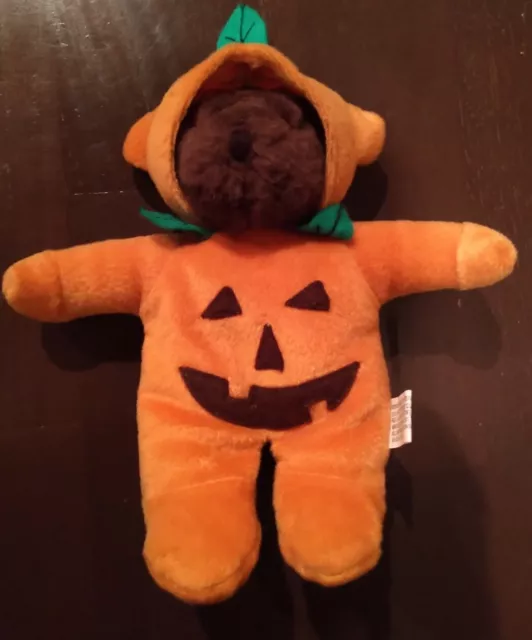 Vtg Halloween Brown Bear Pumpkin Costume 2000 Four Star International Plush 8"