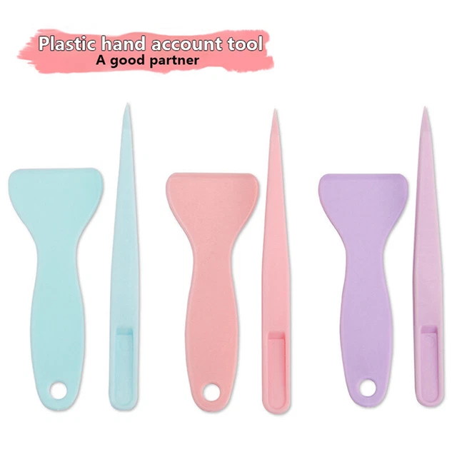 1Set Cute Tweezers Scrapbook Sticker Hand Account Tools Plastic Tweezers Scraper