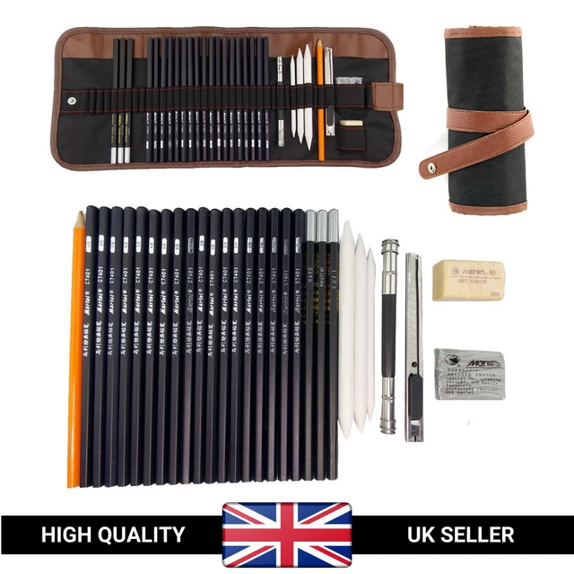 30PCS SKETCHING SET Professional Drawing Art Pencils Kit Graphite