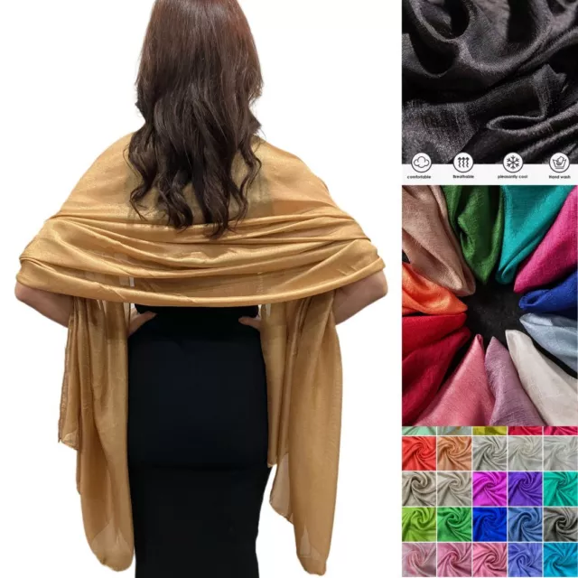 Central Chic Large Silky Shimmery Pashmina Shawl Stole Wrap Scarf Weddings Party