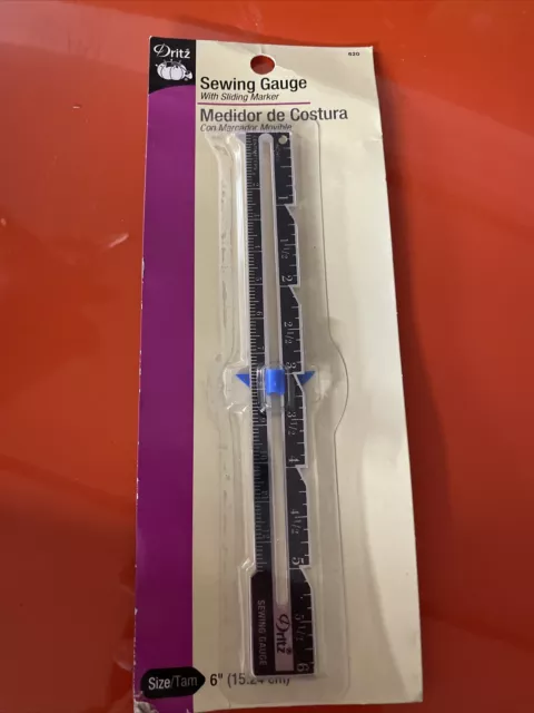 Medidor de costura con marcador deslizante medida de metal 6 pulgadas edredón tejido ganchillo artesanías