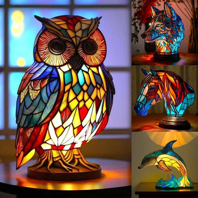 Stained glass discount animal lamps