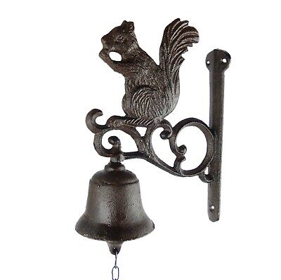 Squirrel Dinner Bell Cast Iron Wall Mounted Antique Style Scrolls Rustic Finish