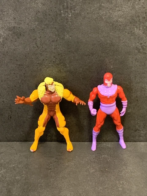 SABRETOOTH and MAGNETO X-Men  Steel Mutants 2.5 inch ToyBiz Metal Figurines READ