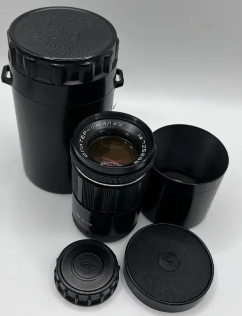Jupiter 11A Russian 4/15 135mm Vintage M42 Mount Lens With Hood, Case And Caps