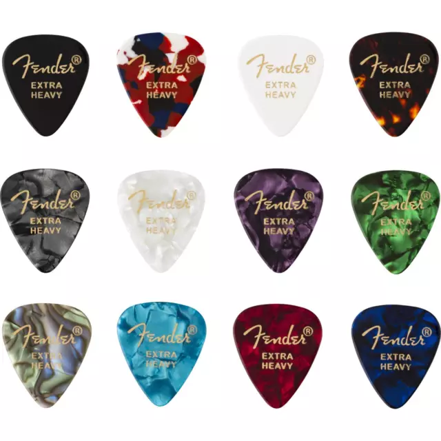 Fender Celluloid Medley 351 Shape Guitar Picks, Extra Heavy, 12-Pack