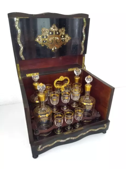 Cave Liqueur Ancienne Cristal Napoléon Iii Old French Liquor Cellar With Glasses