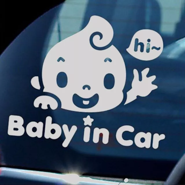 Cute "Baby In Car" Waving Baby on Board Safety Sign Cartoon Car Decal Sticker