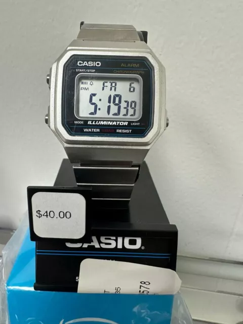 CASIO Illuminator Digital Watch B650W 3454 Stainless Steel Water Resistant 50M