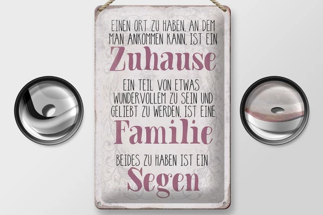 BLECHSCHILD SPRUCH 20X30CM Zuhause Familie beides ein Segen Deko Schild