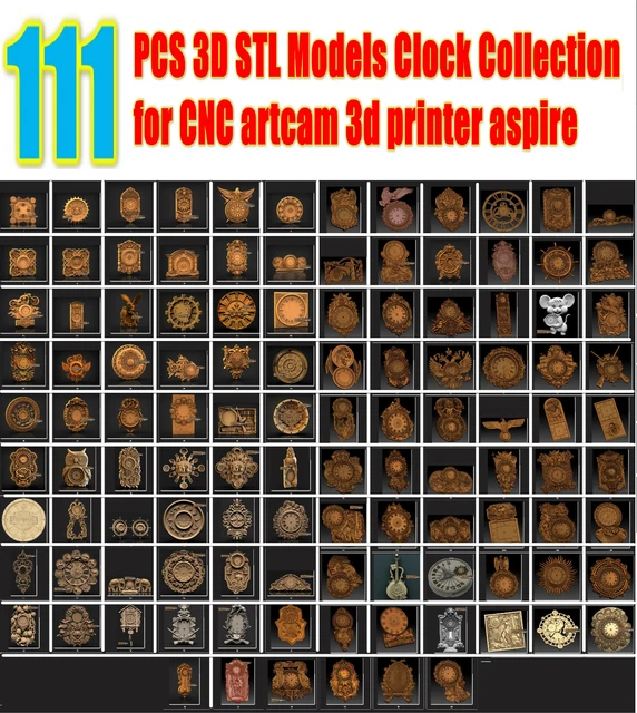 NEW 111 pcs 3D Model STL HD Clock Collection for CNC Router Artcam Aspire