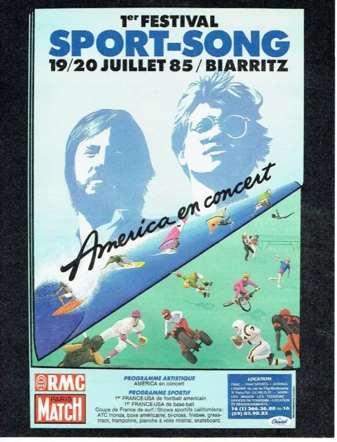 Publicité Advertising 057  1985  Festival Sport-Song Biarritz  America Concert