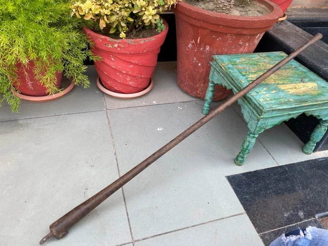 18th C Old Iron Hand Forged Mughal Gun Barrel Pipe Canon 43'' Owner Name Marked