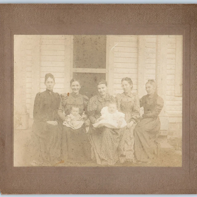 c1890s Outdoors Cute Young Ladies w/ Babies Cabinet Card Photo Happy Mothers 1H