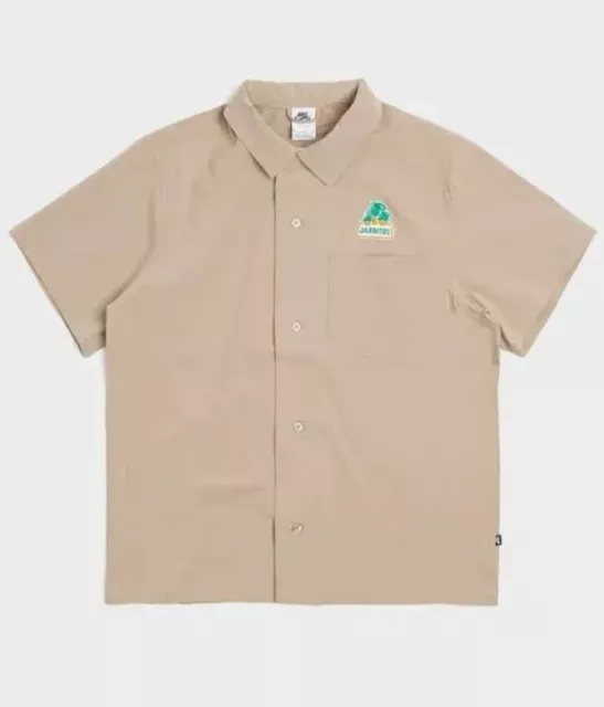 New Nike SB x Jarritos Button Up Bowling Shirt Khaki Size Large (DV9077-247)