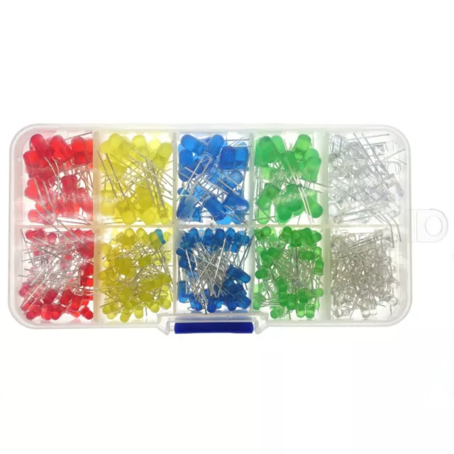 Geekcreit 350 Piece 3mm & 5mm LED Light Emitting Diode Kit, White Blue Green Red