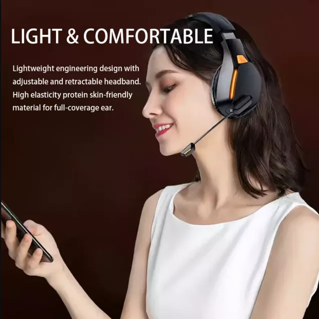 Bluetooth 5.3 Wireless Headphones Stereo Gaming Headset Noise Cancelling Mic 3