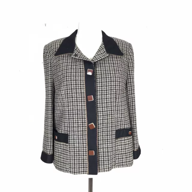 Giacca da donna invernale elegante di lana blazer Vintage come nuova a quadri XL