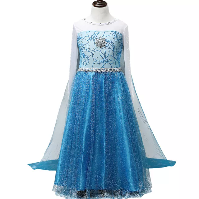 Kids Girls Princess ELSA Dress Queen Cosplay Costume Fancy Anna Dress&Free Crown 4
