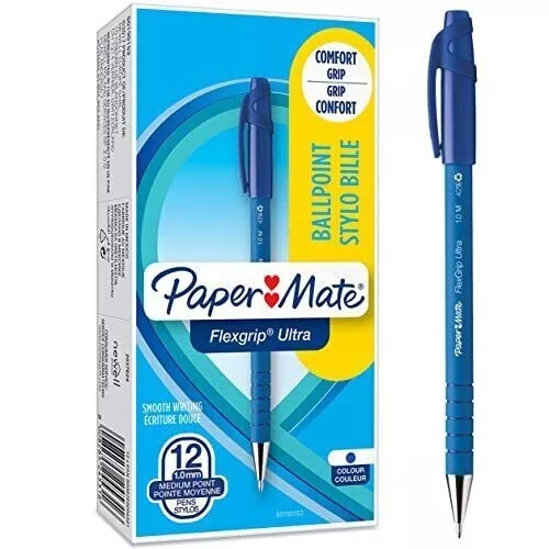 euPaper Mate Flexgrip Ultra stylo bille rétractable, pointe moyenne, encre bleue