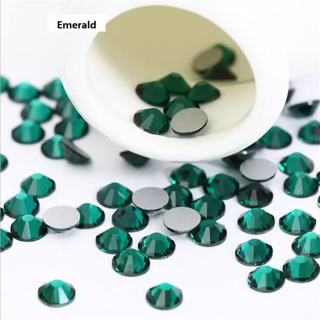 1440pcs Glitter Emerald Nail Art Rhinestones Flat Back Crystal Gems Strass Stone 2