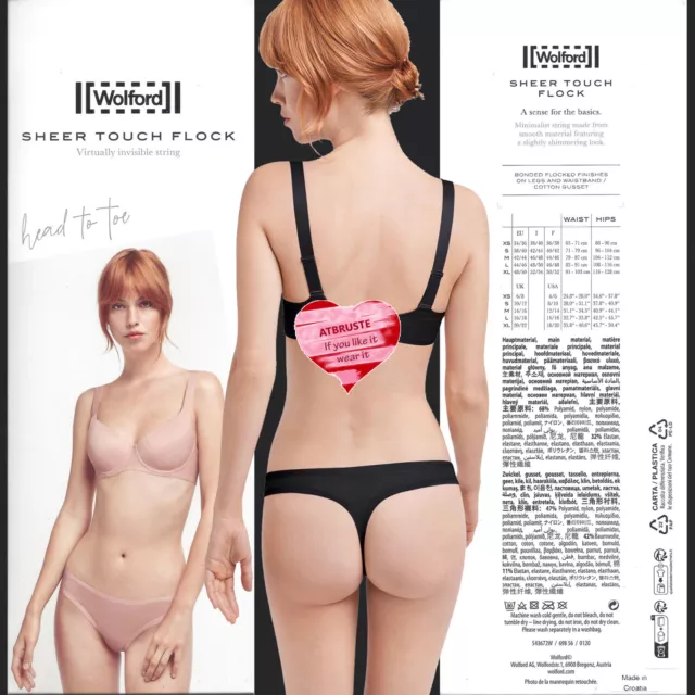 Wolford Sheer Touch Flock String • XS • nero... Beah perizoma invisibile